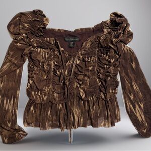 House of Harlow 1960 brown ruched fairy top